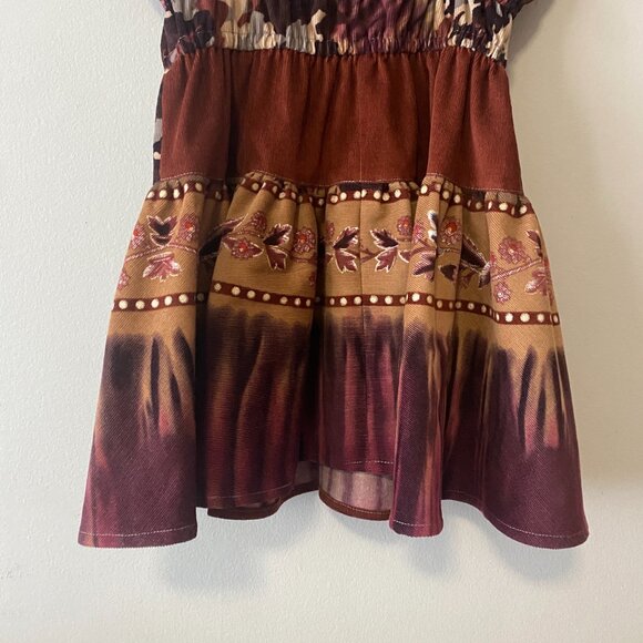 Handmade Children's 100% Cotton Corduroy Brown Tan Multicolour Dress - Picture 10 of 15